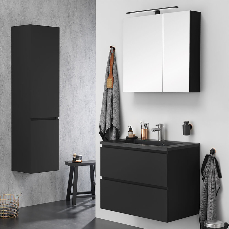 Tiger S-line Spiegelkast 60 cm met 2 enkelzijdige spiegeldeuren Mat zwart