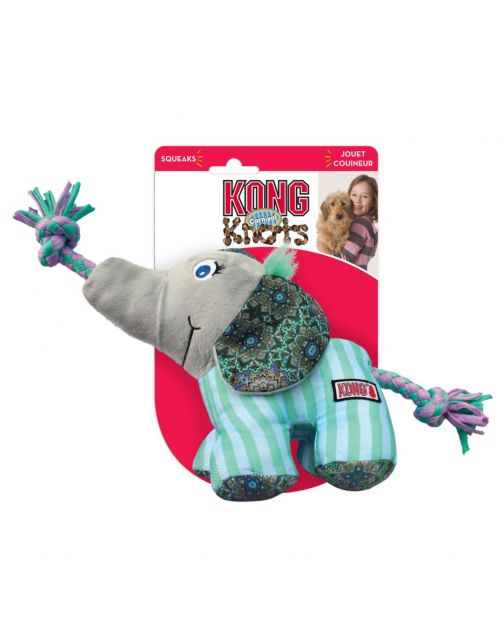 Kong Knots Carnival Elephant - Hondenspeelgoed - 30x14 cm Roze Groen Small-Medium