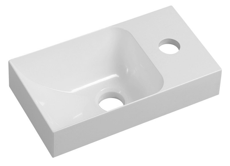 SCHADEMODEL: Sapho Piccolino fontein marmer kraangat rechts 31x17cm wit
