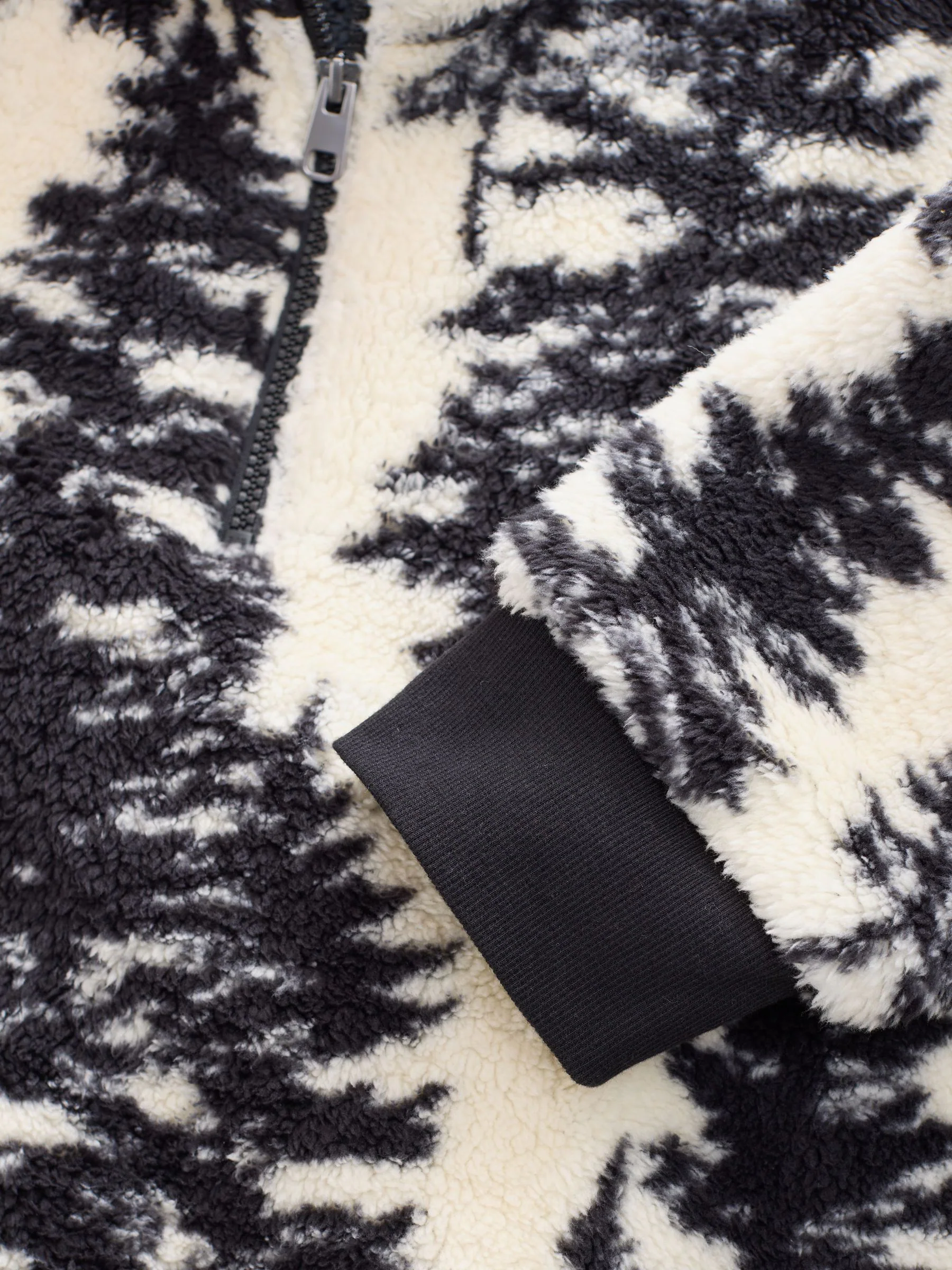 Black/Cream Tree Print - Matching Family Zip Neck Borg Fleece