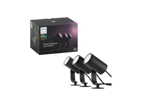 Philips Hue White and Color Ambiance Lily - Spotlys - LED - 8 W - 16 millioner farver - 2200-6500 K - sort, krom-matteret (pakke med 3)