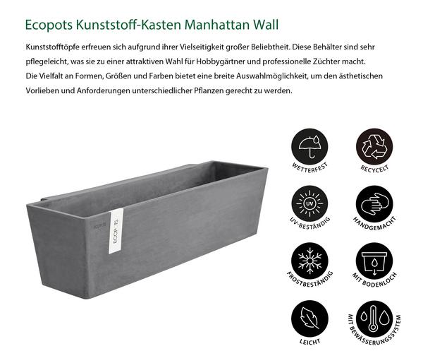 Ecopots Kunststoff-Kasten Manhattan Wall mit
