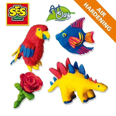 SES Creative Eco Modellierknete Basic Set 1, 3 x 75g