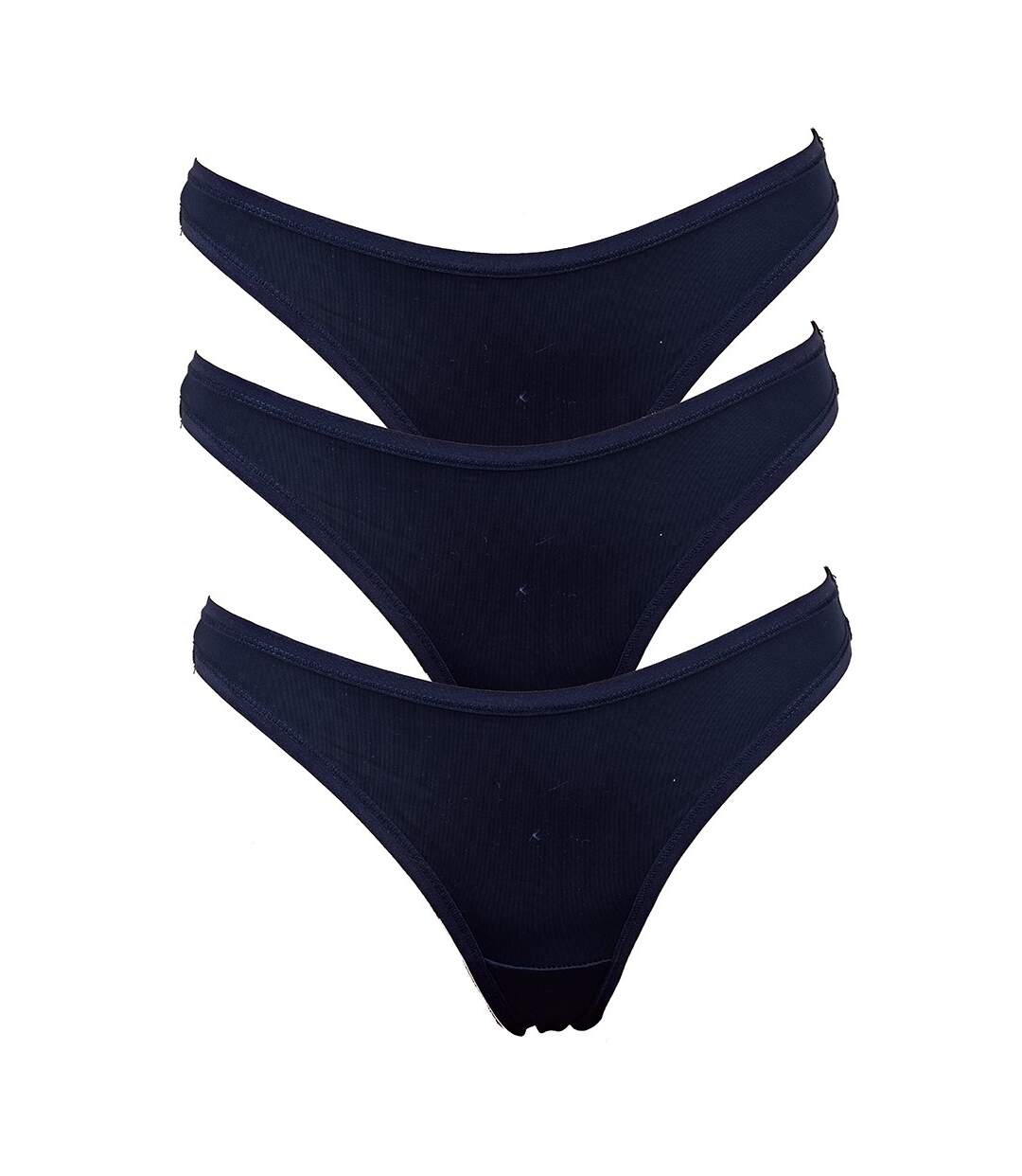 Culottes Femme INFINITIF Confort Qualité supérieure -Boxer, Shorty, String Strings unis Noirs Pack de 3 en Microfibre