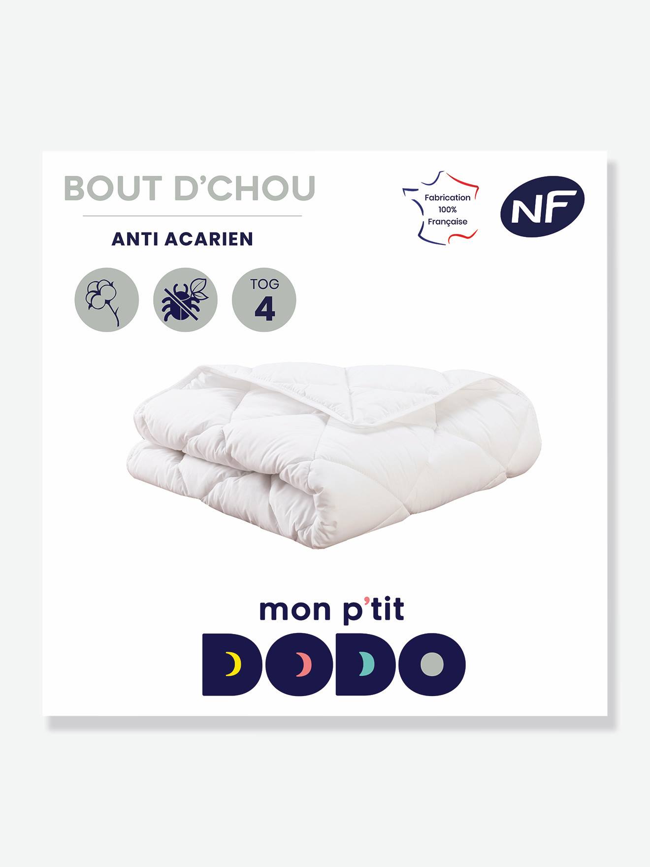 Colchão nórdico Doucoton Mon P'tit DODO branco claro com tratamento ProNeem®, superfície lisa