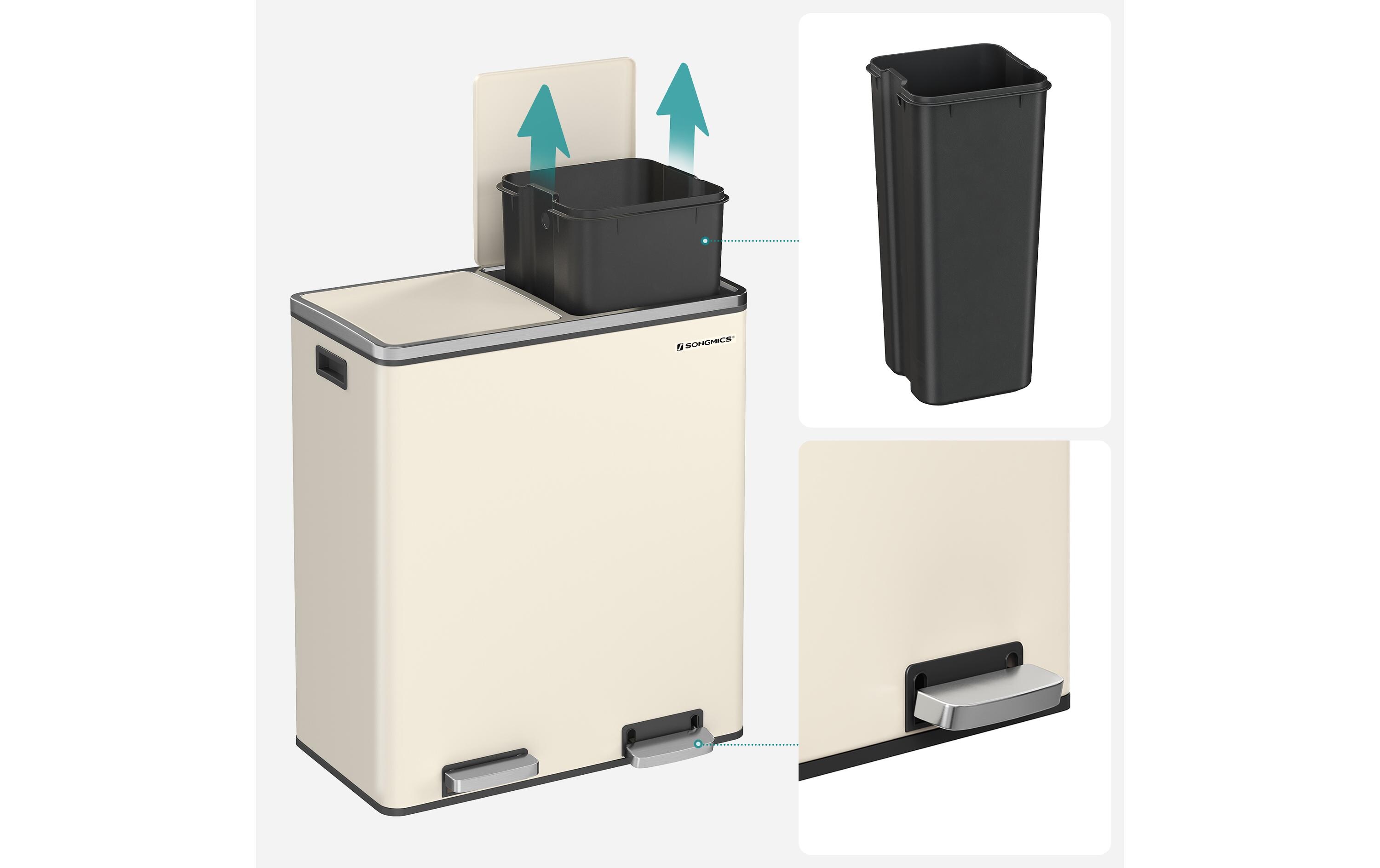 Abfalleimer 60 l, Edelweiss<br>Treteimer mit zwei Fächern