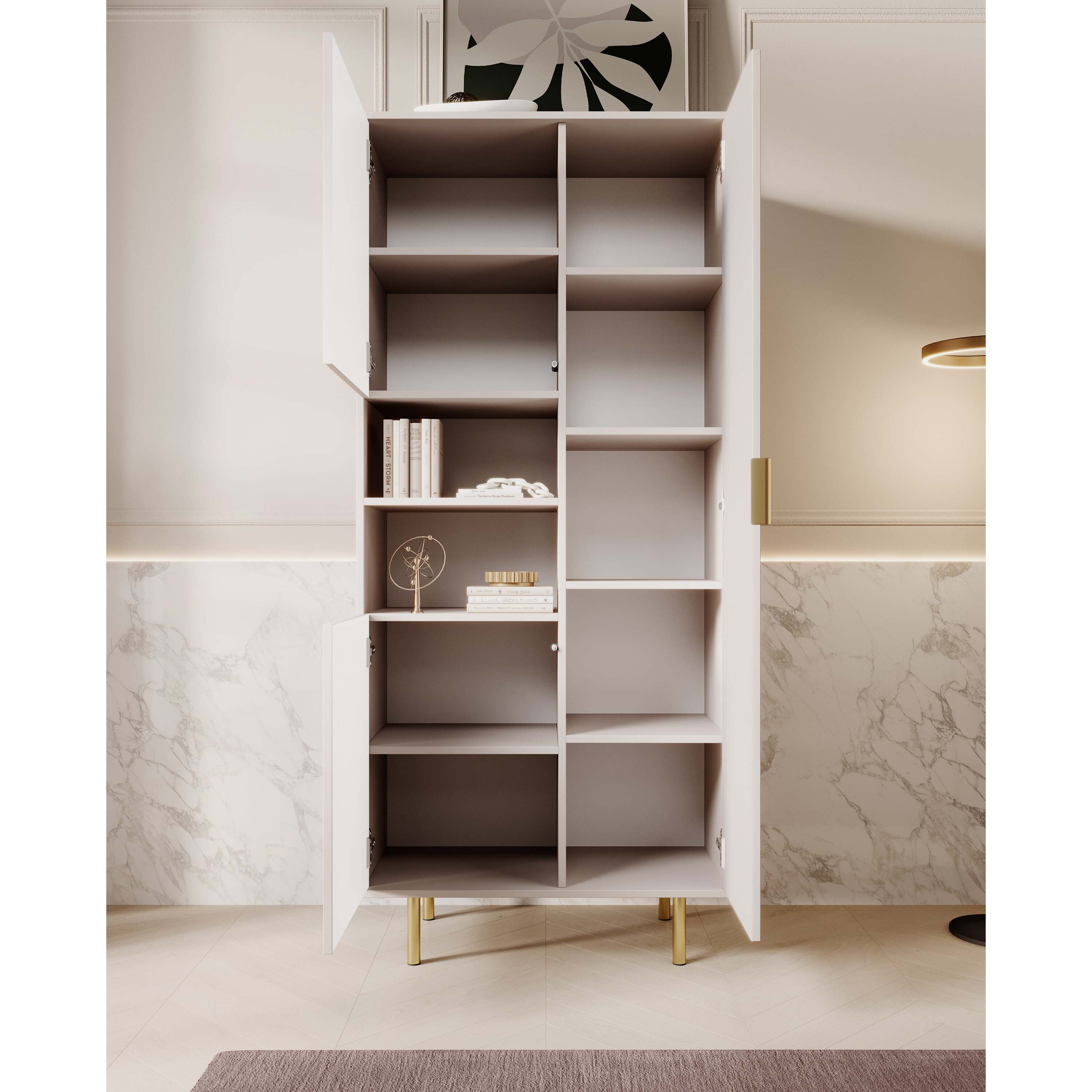 Meubella - Vitrinekast Nicola - Beige - 80 cm