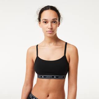 Brassière avec bande siglée en coton stretch Brassières - Noir - Lacoste - Femme