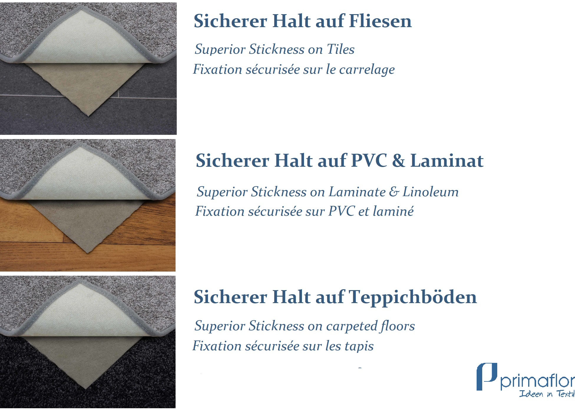Primaflor-Ideen in Textil Antirutsch Teppichunterlage »VLIES-STOP PLUS, Made in Germany« Rutschunterlage aus Vlies mit Gleitschutz, individuell zuschneidbar