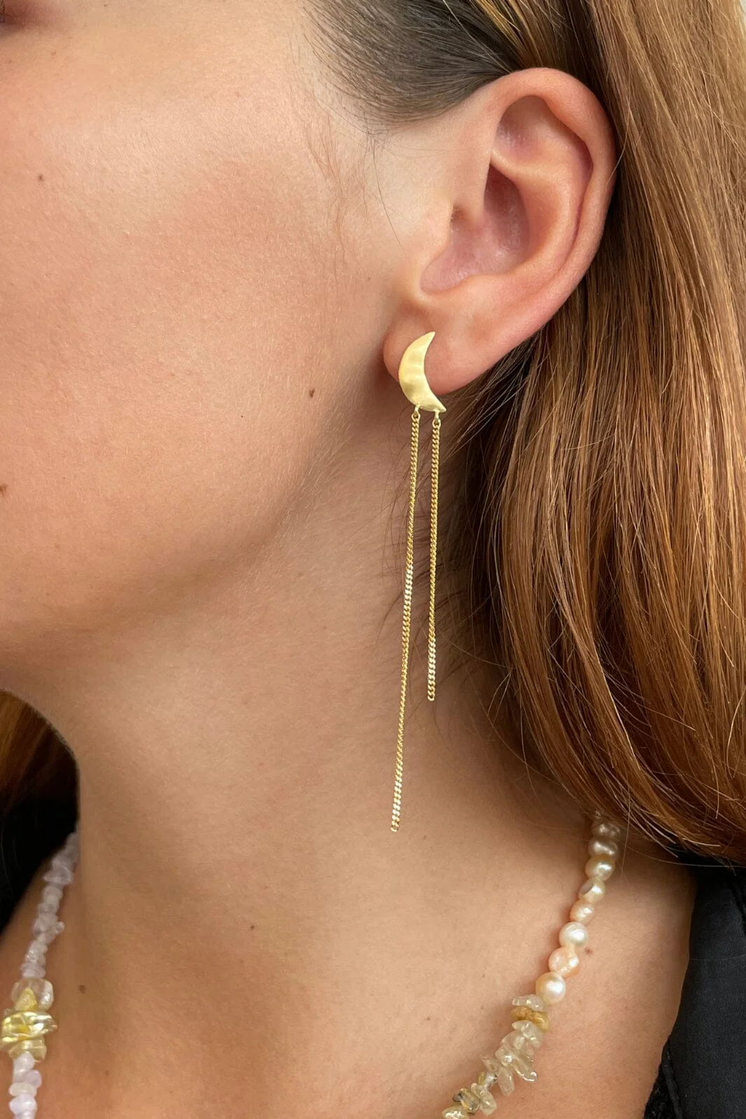 Stine A Bella Moon Earring With Long Chains