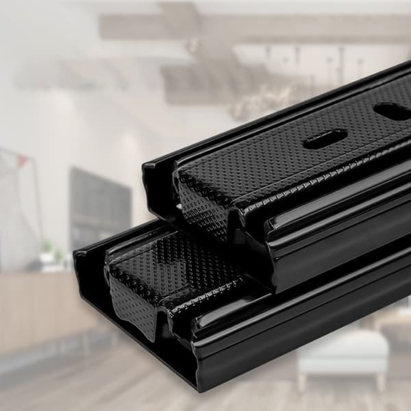 INF 45 mm sorte skuffesklier 18 tommer 450 mm tredelt skinne