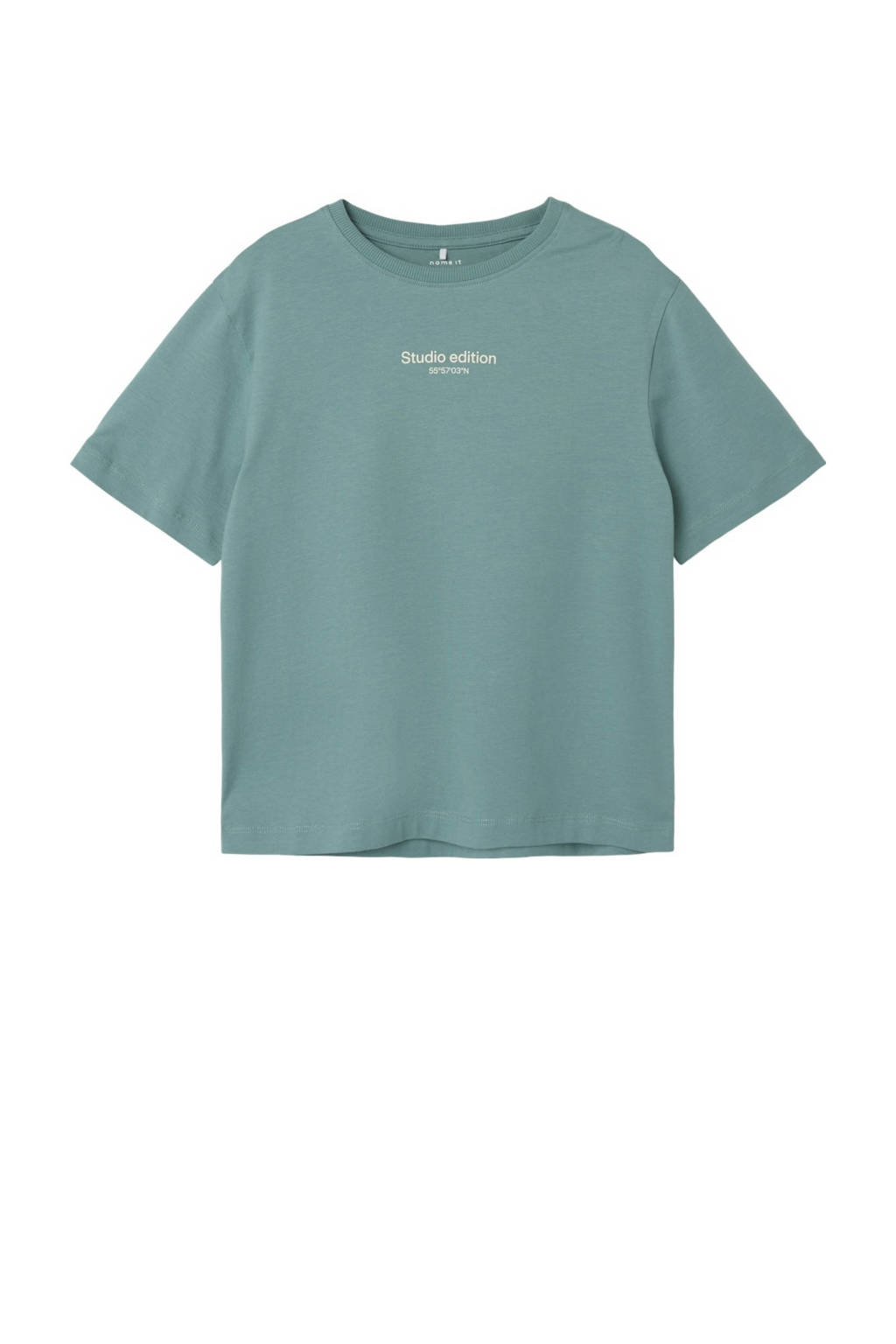 NAME IT T-shirt NKMBRODY met tekst mineraalblauw