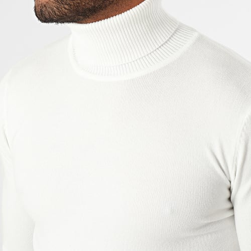 Pull Col Roulé Blanc