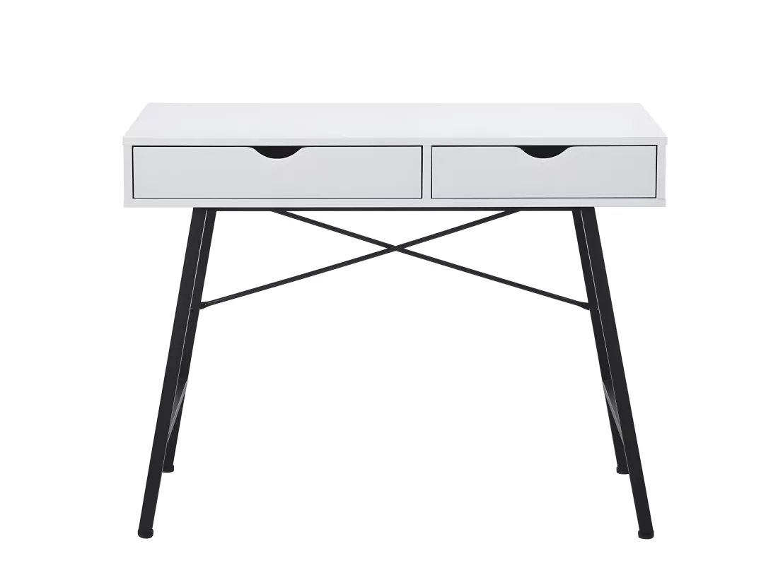 Bureau BOSTON 100 x 48 cm/ Blanc et métal noir
