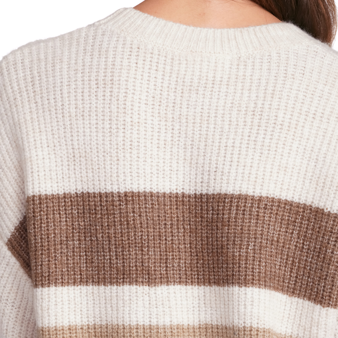 Gina Damen Strickpullover mit Streifen creme