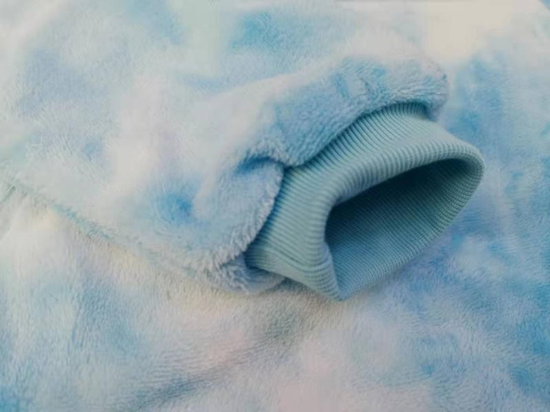 Oversized Pullover Kuschel Decken Sweater Langer Hoodie (One Size) - Hellblau / Weiss