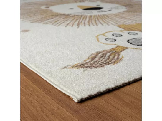 Tapis enfant 120x170 rectangle tissé crème motif animaux SWEETLION