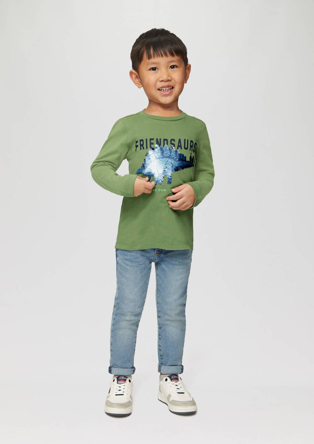 s.Oliver longsleeve met printopdruk groen