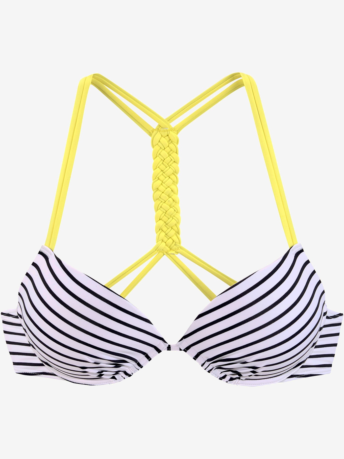 Haut de bikini push-up design rayé avec détails contrastés