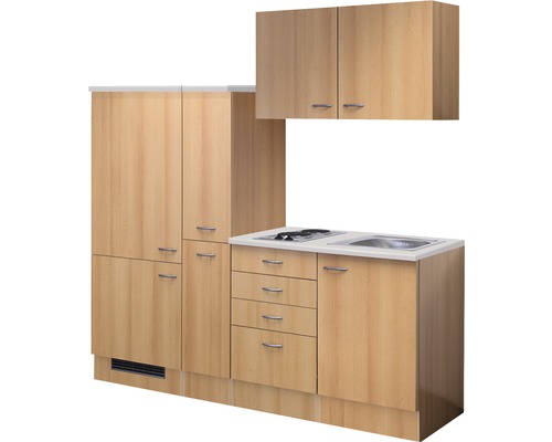 Flex Well Enkele Keuken met Apparaten Nano 190 cm beuken mat gedemonteerd omkeerbaar uitvoering 00009890