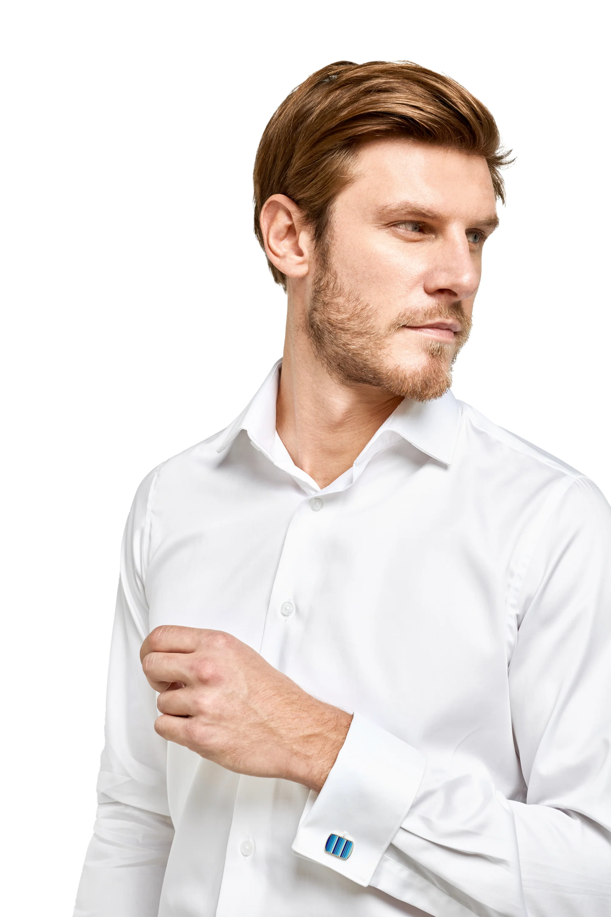 Chemise droite blanche sans repassage 100% coton poignet mousquetaire
