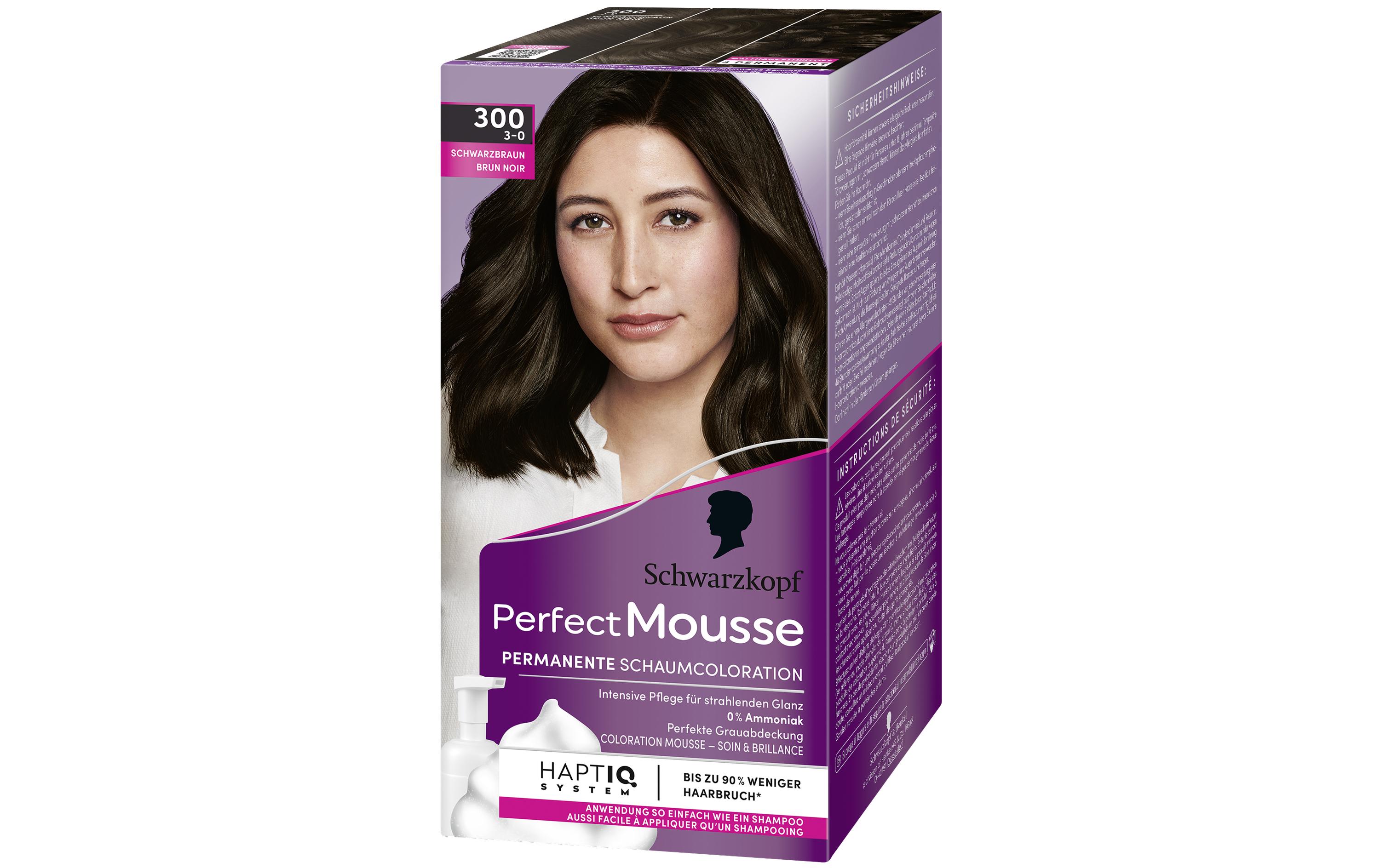Haarcoloration Perfect Mousse 300 SchwarzbraunPermanente Haarfarbe mit perfekter Grauabdeckung