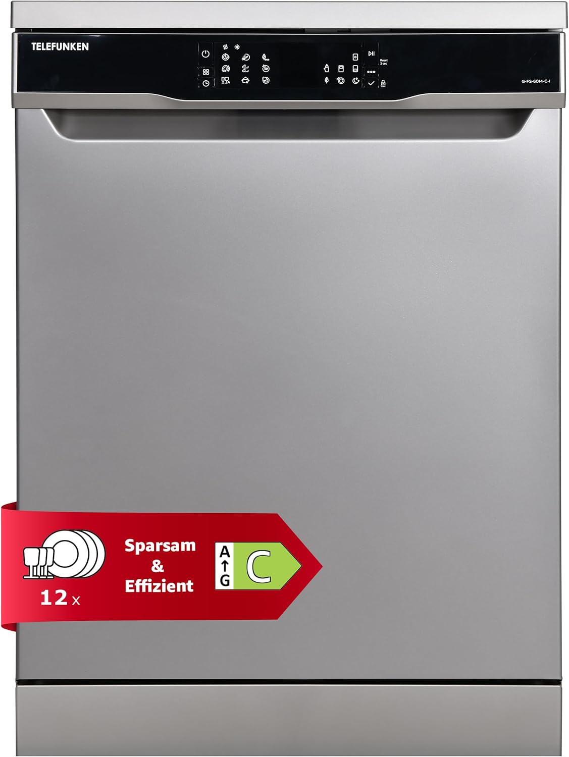 Telefunken Geschirrspüler freistehend | Spülmaschine 60 cm | 12 Maßgedecke | 9 Programme | AquaStop - Schutz vor Wasserschäden | Auto-Door | leise 44 dB | SpeedWash | inkl. Besteckkorb | G-FS-6014-C-I