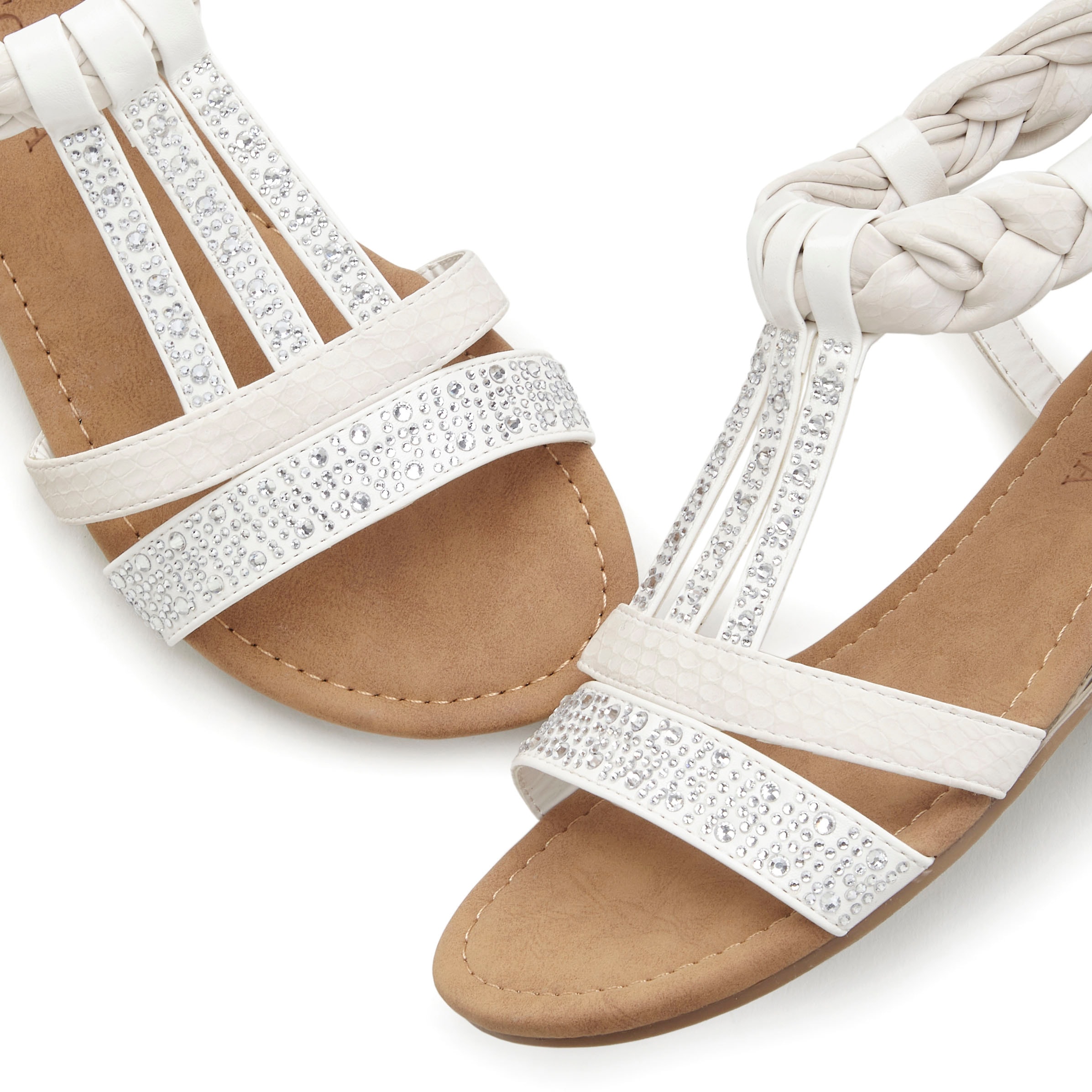 LASCANA Sandale »Sommerschuh, Sandalette«  mit Glitzersteinen und kleinem Keilabsatz im Festival-Look VEGAN
