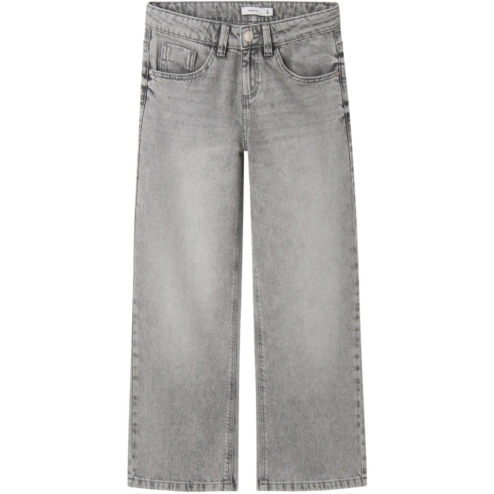 Køb Name It Light Grey Denim Rose Wide Jeans Noos