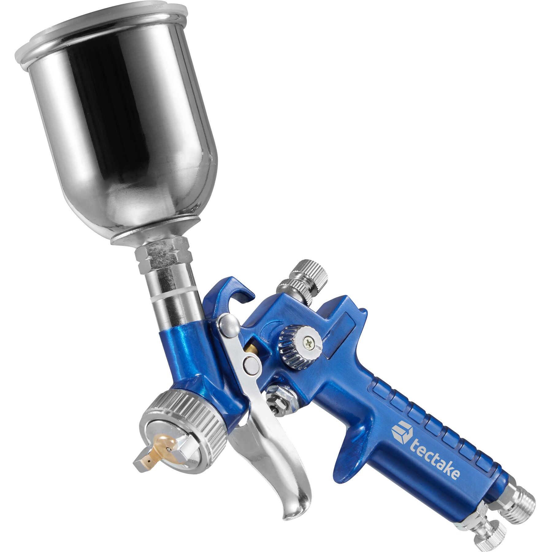 tectake® HVLP-Lackierpistolen-Set, 0,8 / 1,3 / 1,7 mm-Düse, korrosionsbeständig, inklusive Mikrofasertücher und Aluminiumkoffer