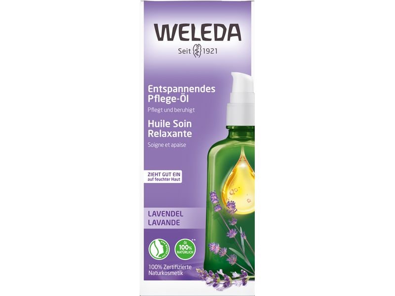 WELEDA Pflegeöl Entspannend Lavendel 100 ml Natürliches Körperöl mit Lavendel-, Sesam- und Mandelöl