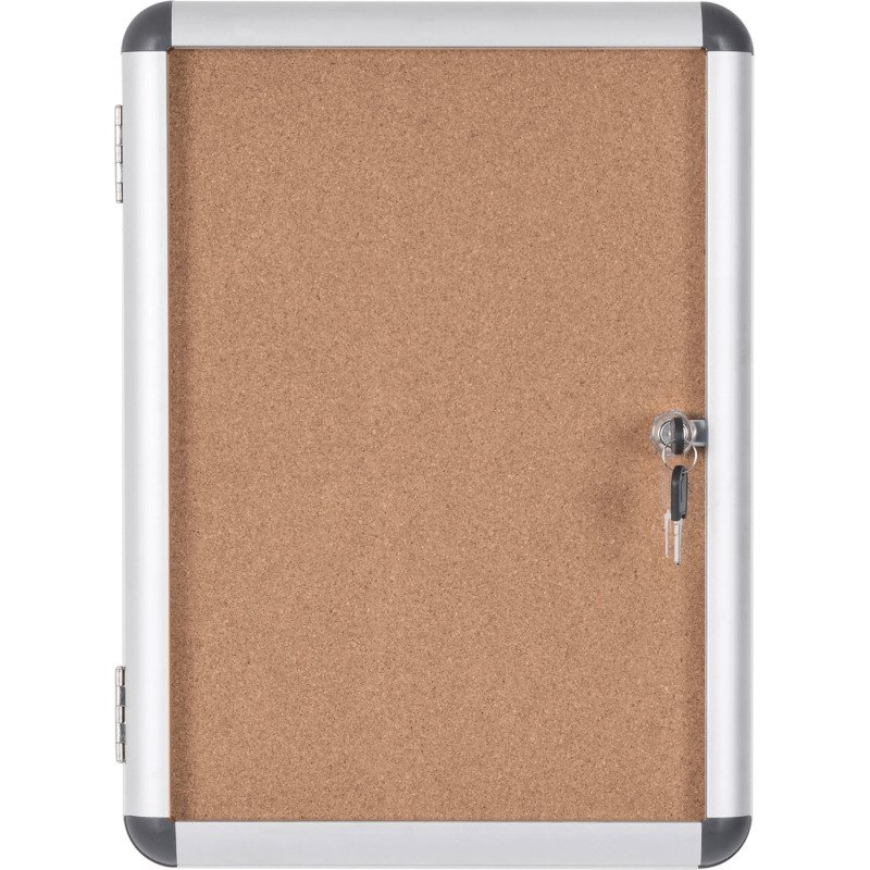 Vitrine intérieure fond liège porte battante cadre aluminium Bi-Office Enclore - 2 feuilles