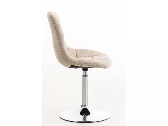 Chaise de bureau - Tissu & Métal chromé - Crème - Emil