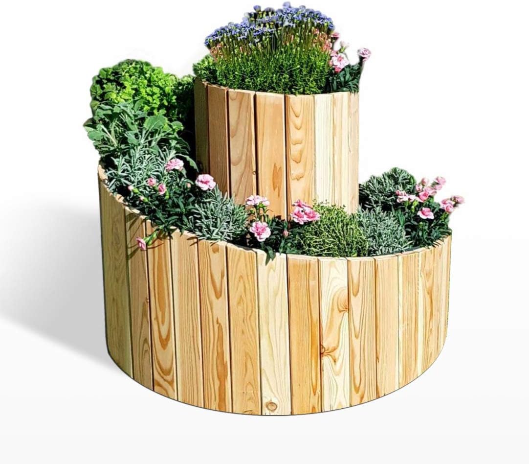 Koll Living Garden Kräuterspirale aus Lärche - Durchmesser 75-100 cm x H 24-74 cm - die Kräuterschnecke ist auch als Blumenbeet nutzbar