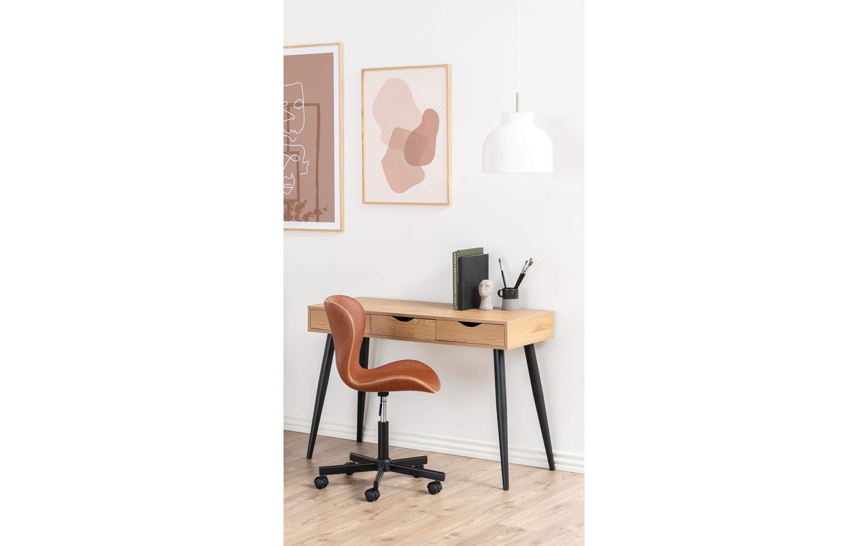 Bürostuhl Batilda, mit Polsterrücken, Cognac<br>Schreibtischstuhl im Lederlook