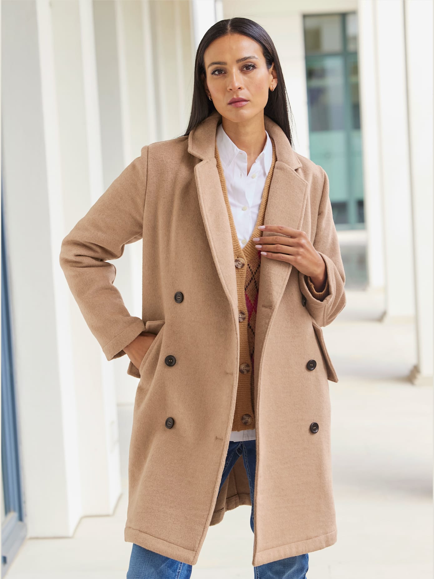 Manteau aspect 2 en 1 avec empiècement gilet