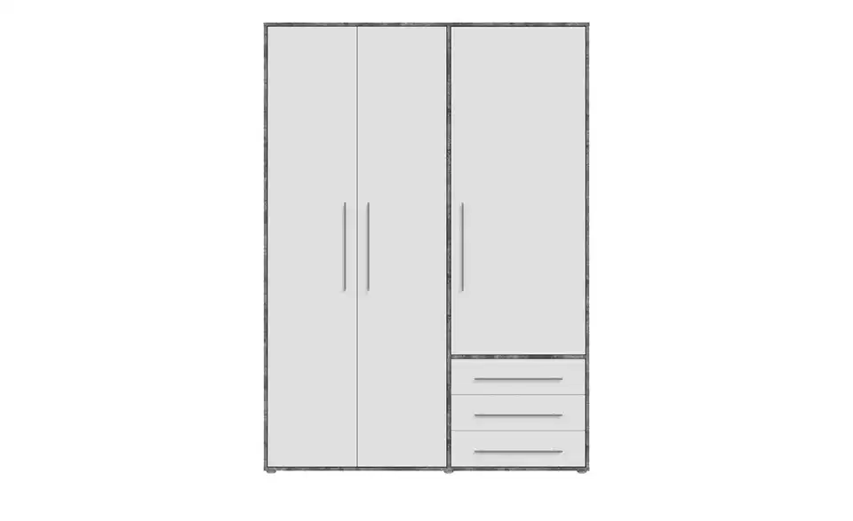 Kleiderschrank Mokkaro Betonoptik, Weiß 144,4 cm
