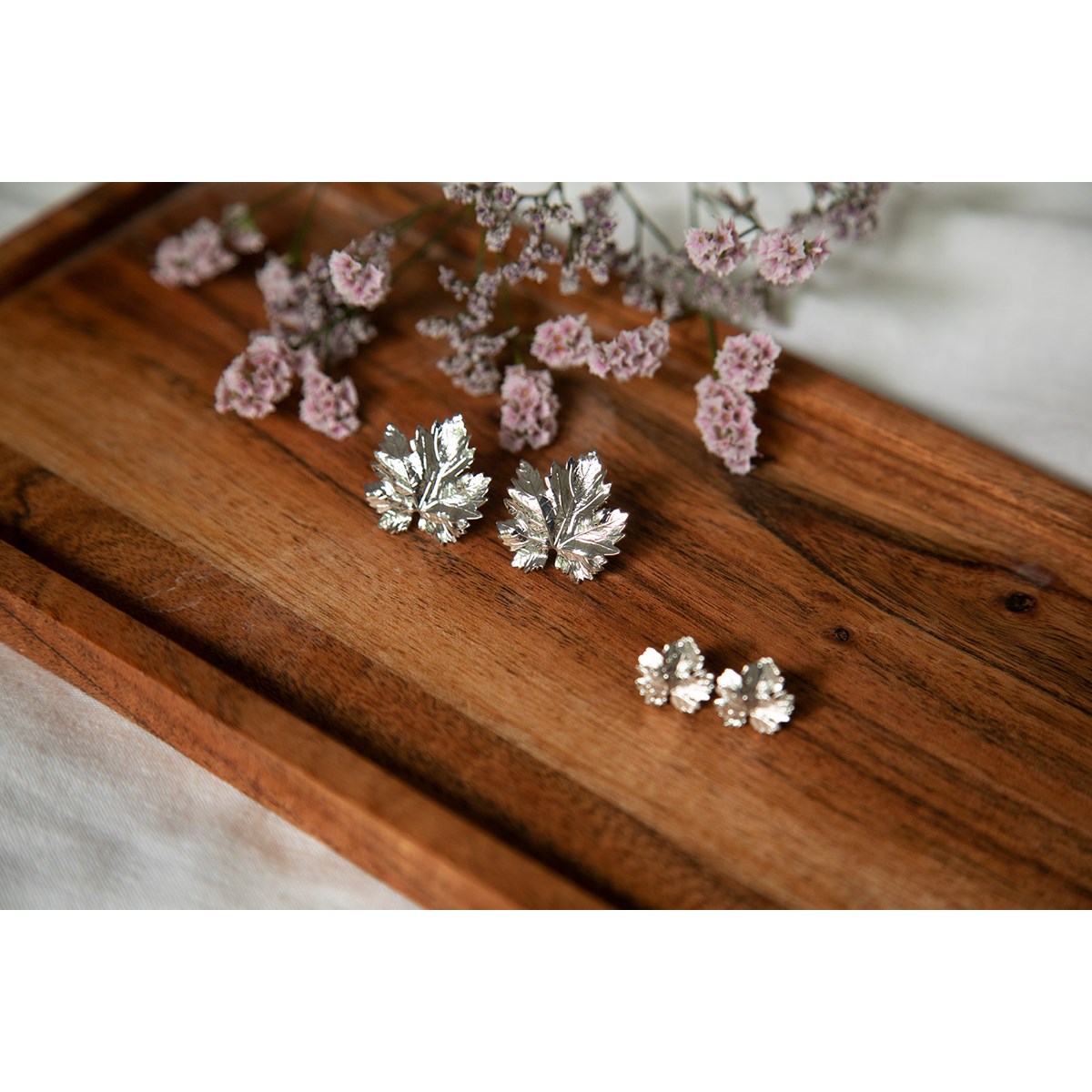 maxi boucles d'oreilles puces feuilles plaqué argent - HÉRA