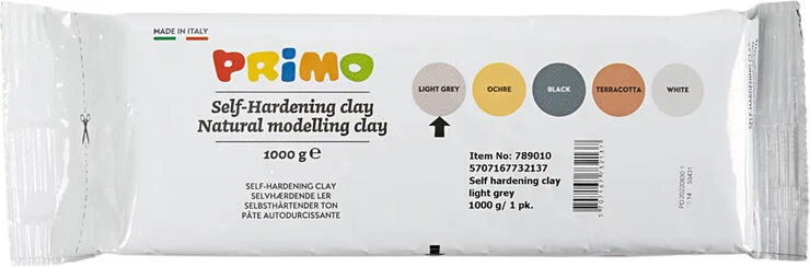 Creativ Company Selvhærdende Ler, lys grå, 1000g.