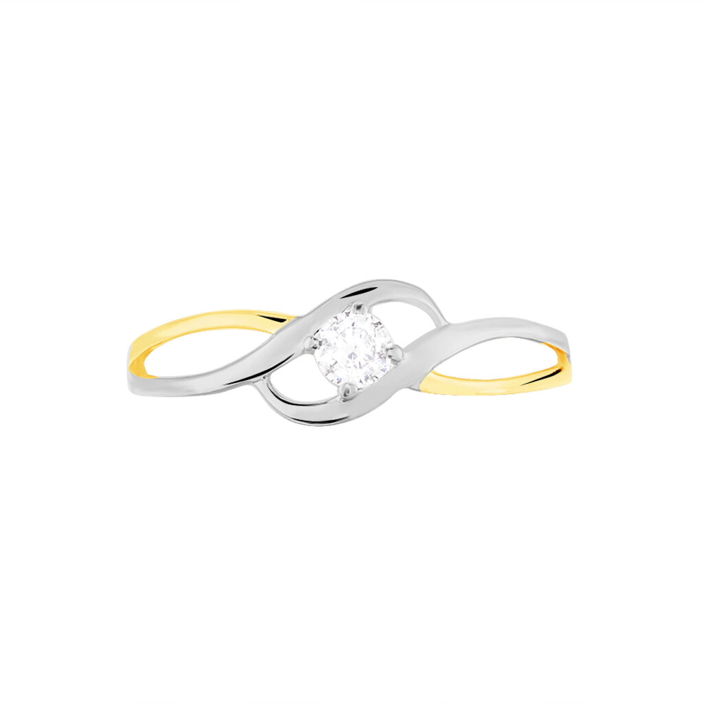 Bague Croise Or Bicolore Oxyde De Zirconium