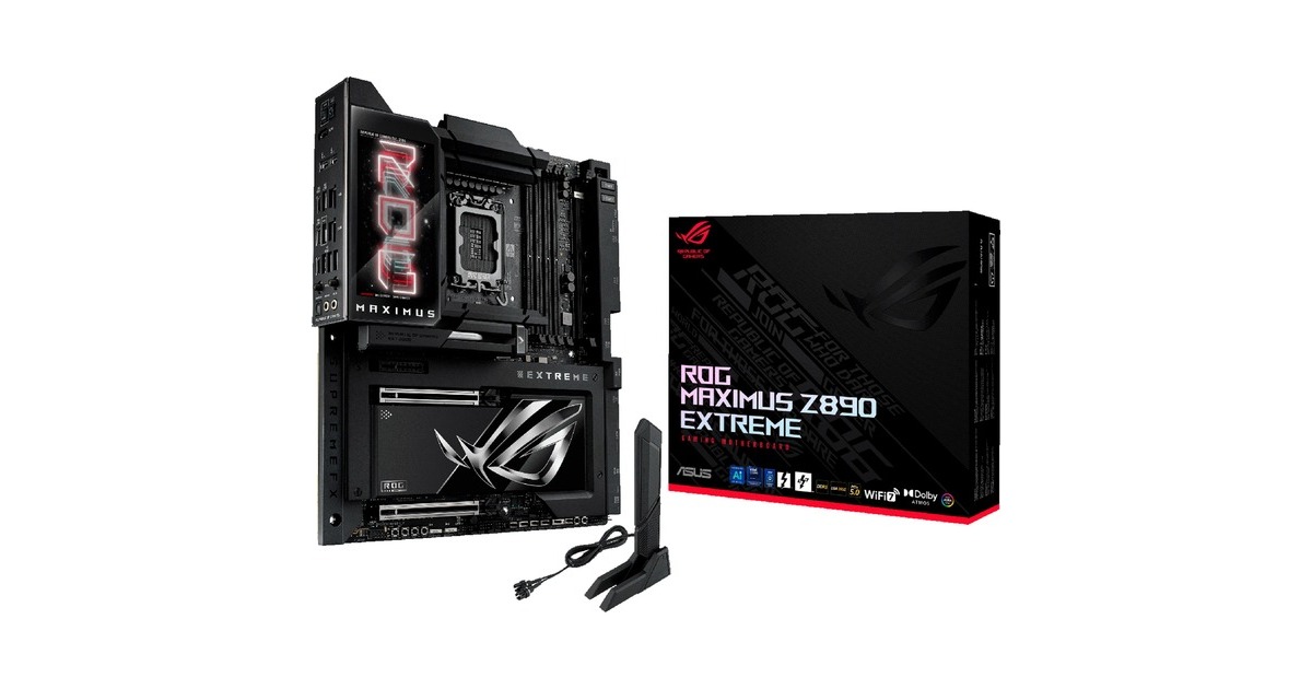 ASUSROG MAXIMUS Z890 EXTREME socket 1851 moederbord  (Zwart, RAID, 10Gb-LAN, 2.5Gb-LAN, Wi-Fi 7, BT, Sound, E-ATX)