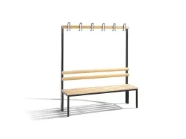 Bænk, CP Basic, 165 x 150 x 40,3 cm, med knage bøg/antracit