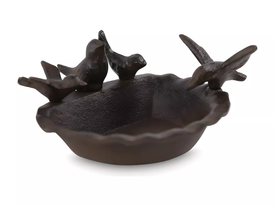 Abreuvoir 4 oiseaux fonte Fonte Marron - Décoration d'Autrefois