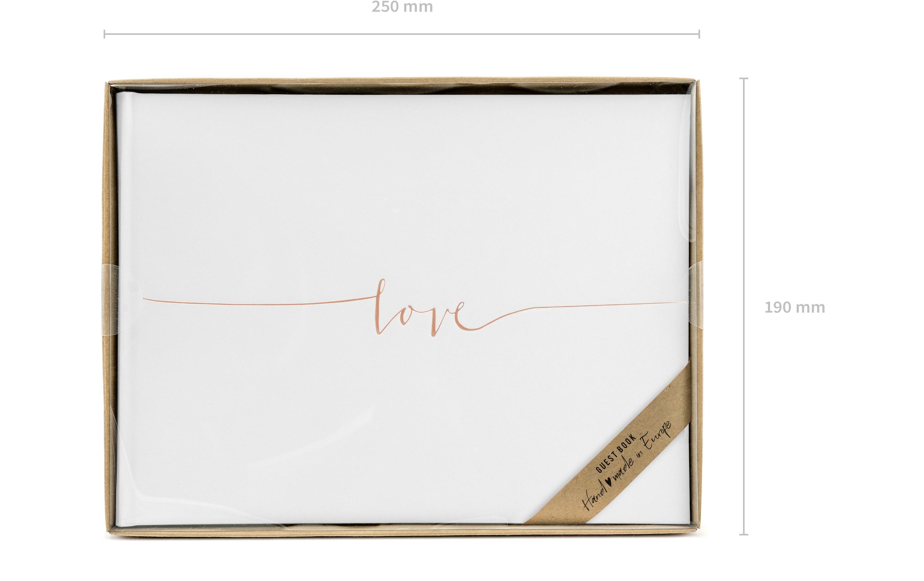 Gästebuch Love 24 x 18.5 cm, 22 Seiten, Rosegold; WeissGästebuch mit der Aufschrift