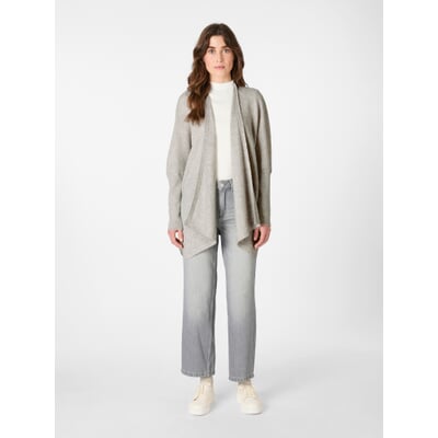 Damen-Strickjacke Merinowolle, Hellgrau