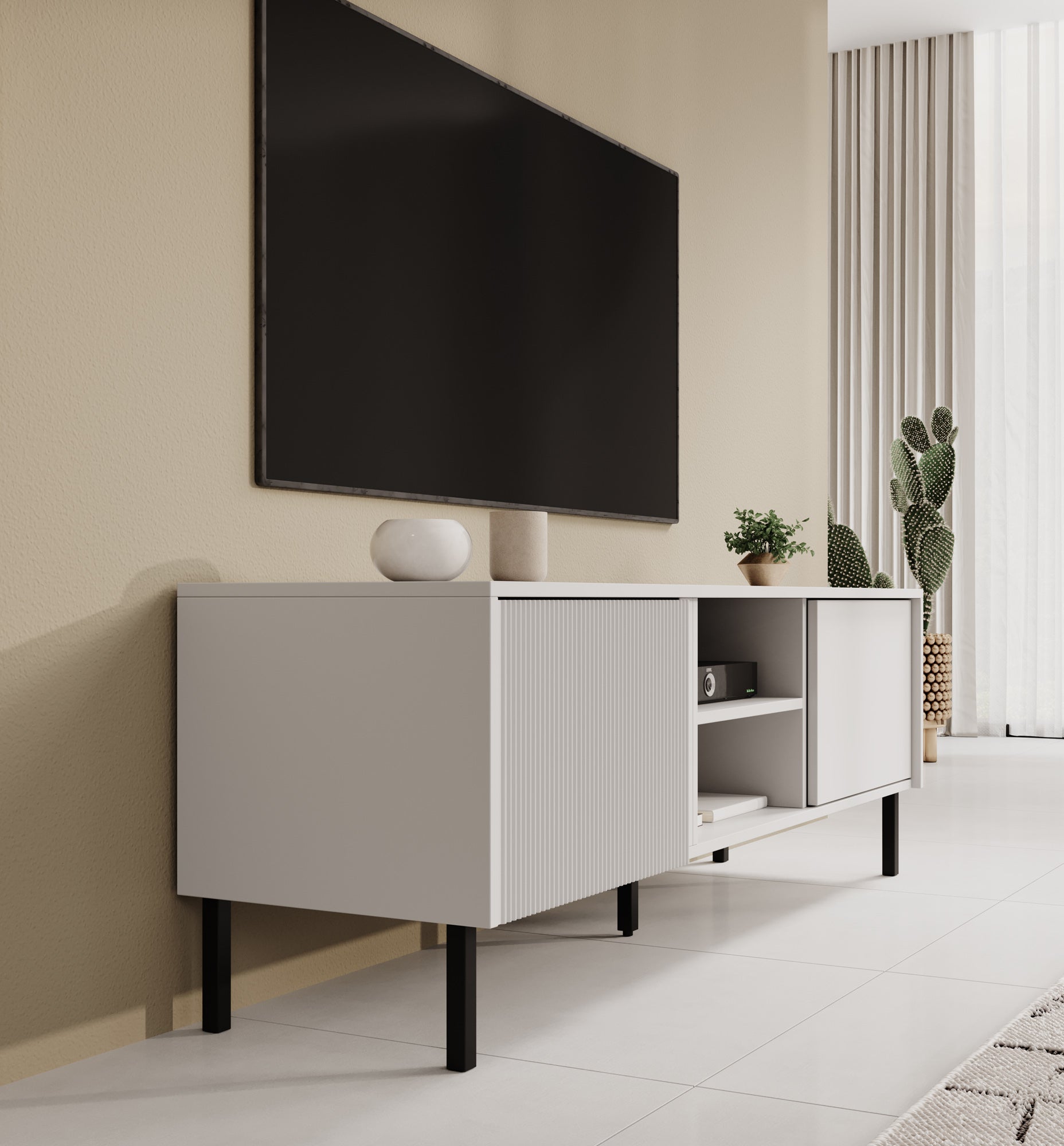 Meubella - TV-Meubel Margareth - Wit - 150 cm