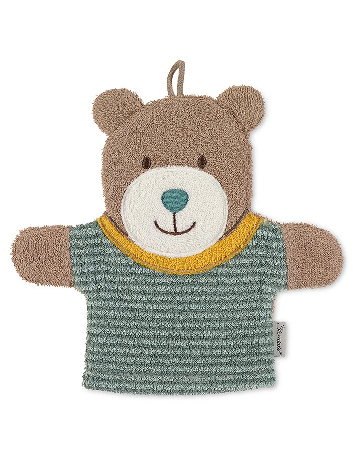 Spiel-Waschhandschuh BÄR BEN in braun/grün