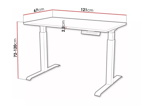Table de travail réglable en hauteur Charlotte 194, Réglable en hauteur|Électrique, 72cm