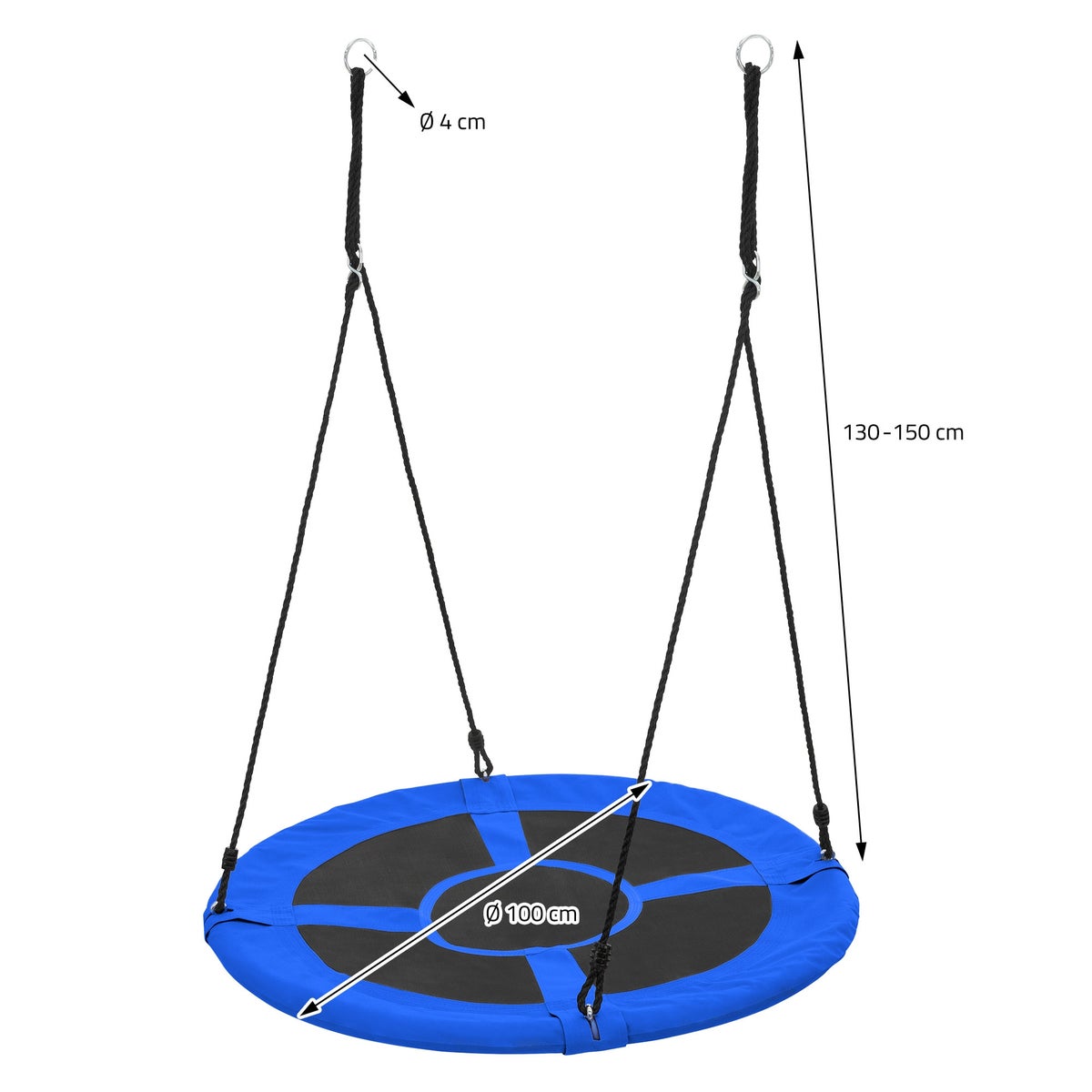 ECD Duitsland Nestschommel Ø100 cm, Blauw, Schotelschommel voor kinderen en volwassenen, In hoogte verstelbare buitenschommel voor kinderen, Hangende schommel met een draagvermogen van 150 kg, Tuinschommel, Ronde schommel met gesloten zitting