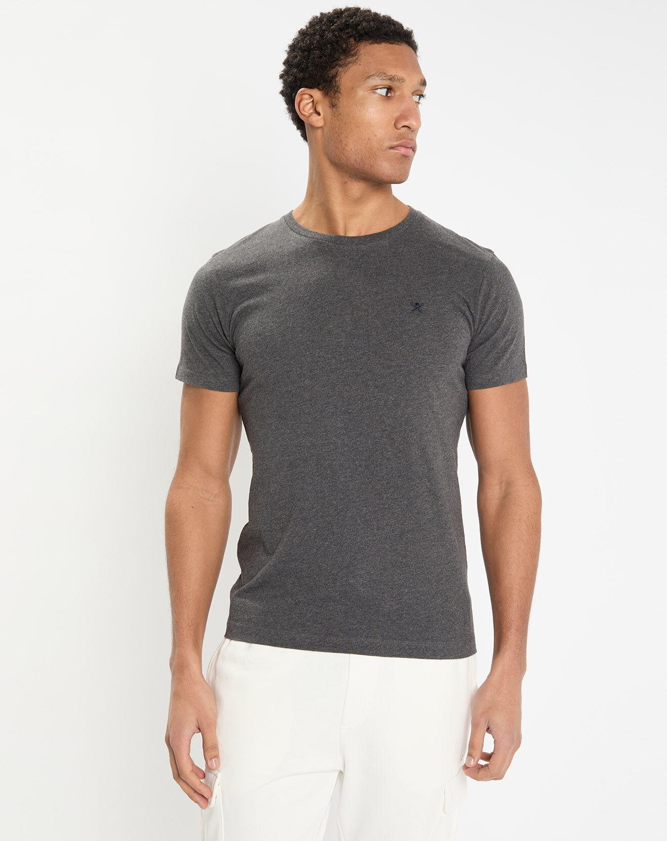 Hackett London T-Shirt Regular Fit uni logo poitrine gris
